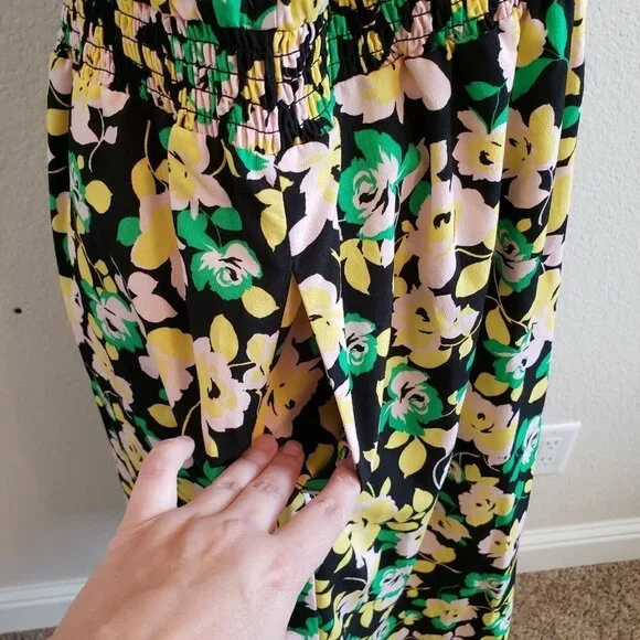 NWT Who What Wear Electric Floral Smocked Waist Square Neckline Dress Pocket XXL - Picture 5 of 8